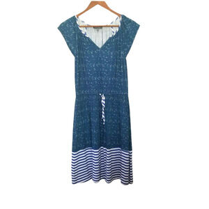 MARKET & SPRUCE Dress Elastic Waist, V-neck, Has stretch, Blue Steel, Size S